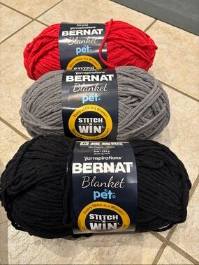 Bernat Blanket Pet Yarn Bundle - Red, Gray, Black